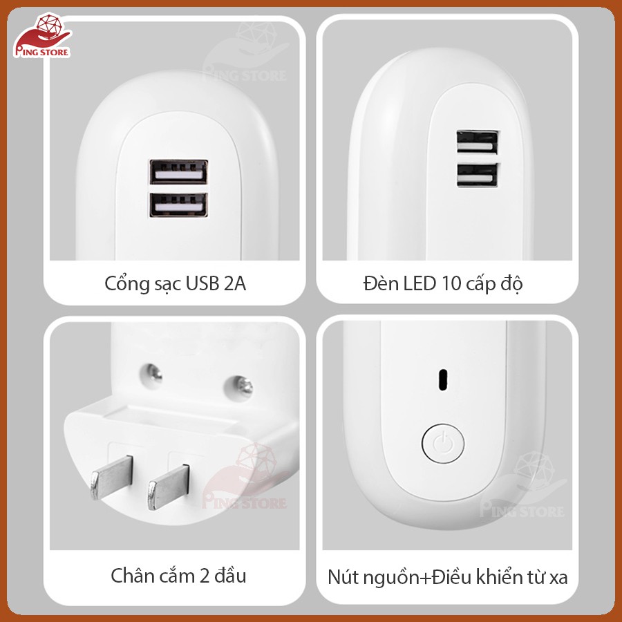 Đèn ngủ Oval, Đèn Ngủ thông minh cho bé - 10 cấp độ sáng - điều khiển từ xa bằng remote - hẹn giờ - 2021