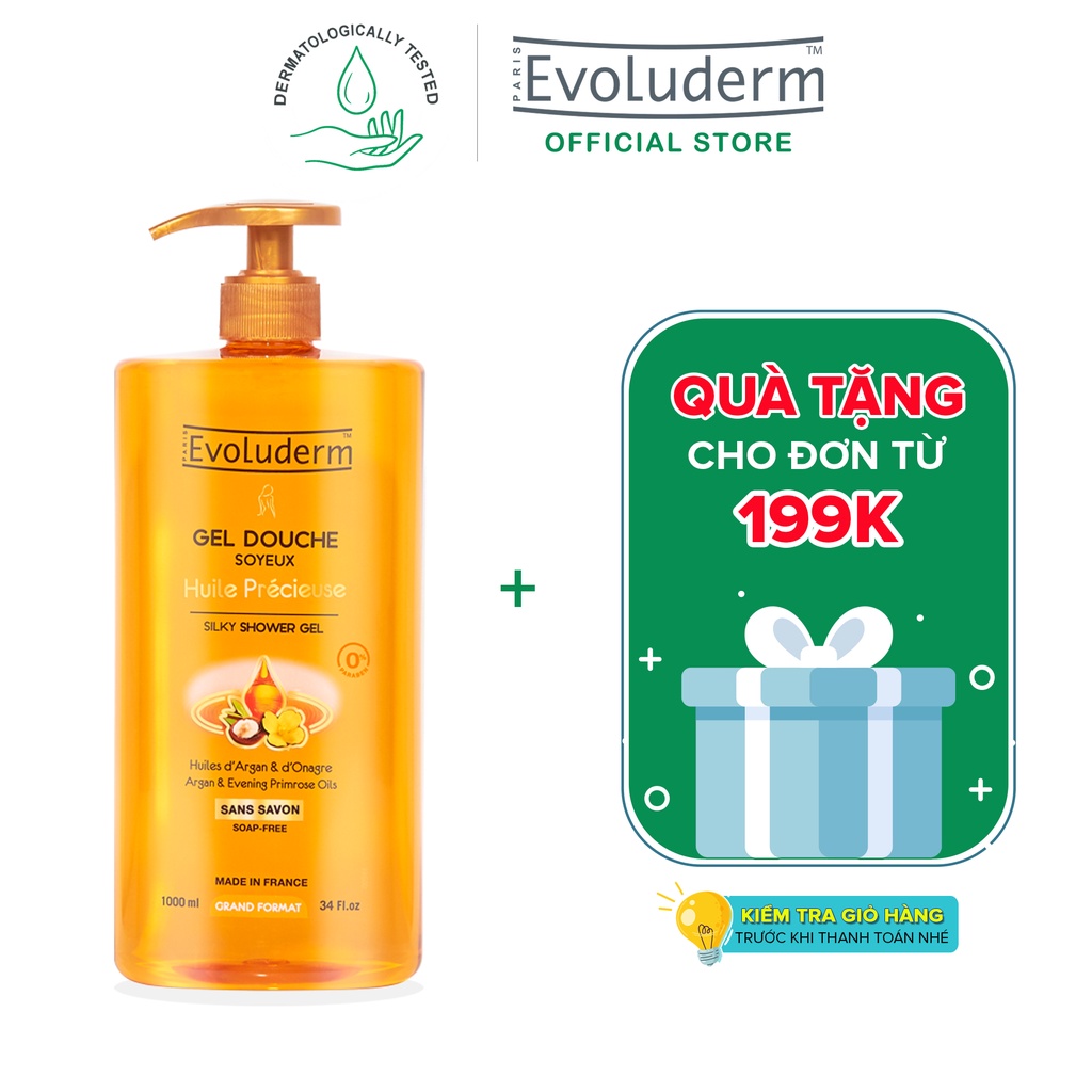 Gel tắm Evoluderm Gel Douche Soyeux Huile Précieuse 1000ml-15258