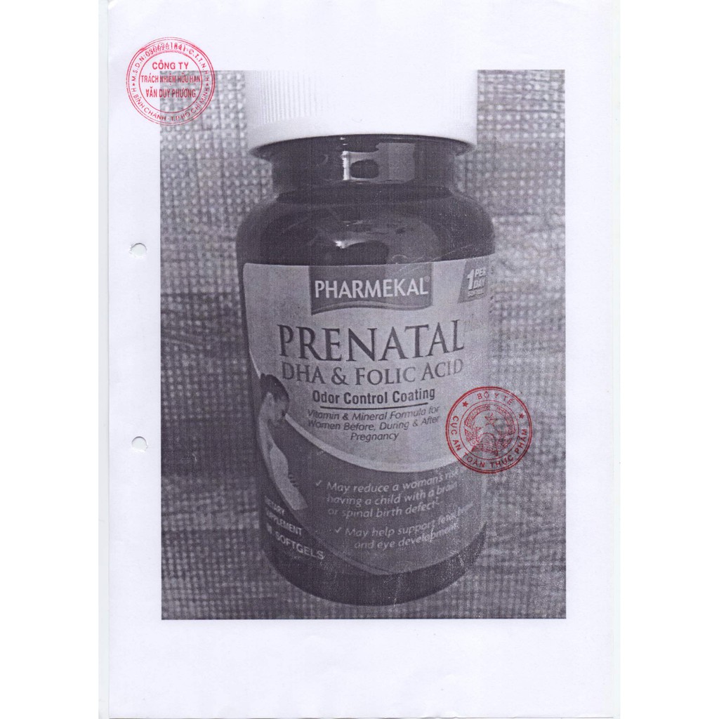 Viên Uống Bổ Sung Vitamin Hỗ Trợ Phát Triển Toàn Diện Cho Thai Kỳ Pharmekal Prenatal DHA & Folic Acid (Hộp 60 Viên)