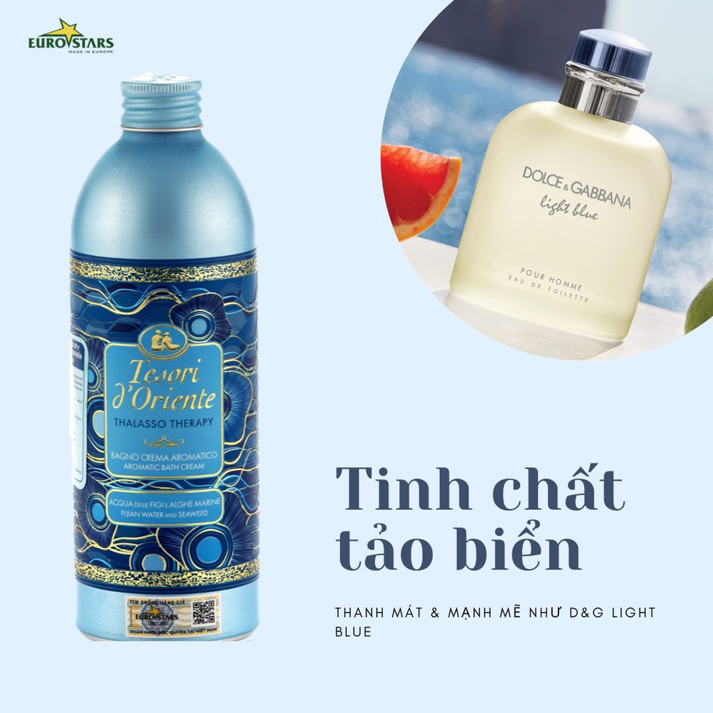 [ HÀNG CHÍNH HÃNG KÈM VÒI ] Sữa Tắm Xích Ý Nước Hoa Tesori d'Oriente Tinh Chất Tảo Biển - Thalasso Therapy 500ml