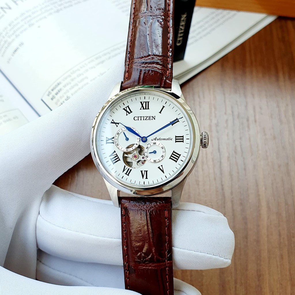 Đồng Hồ Nam Citizen máy cơ, bản dây da luxury đẳng cấp, sang trọng