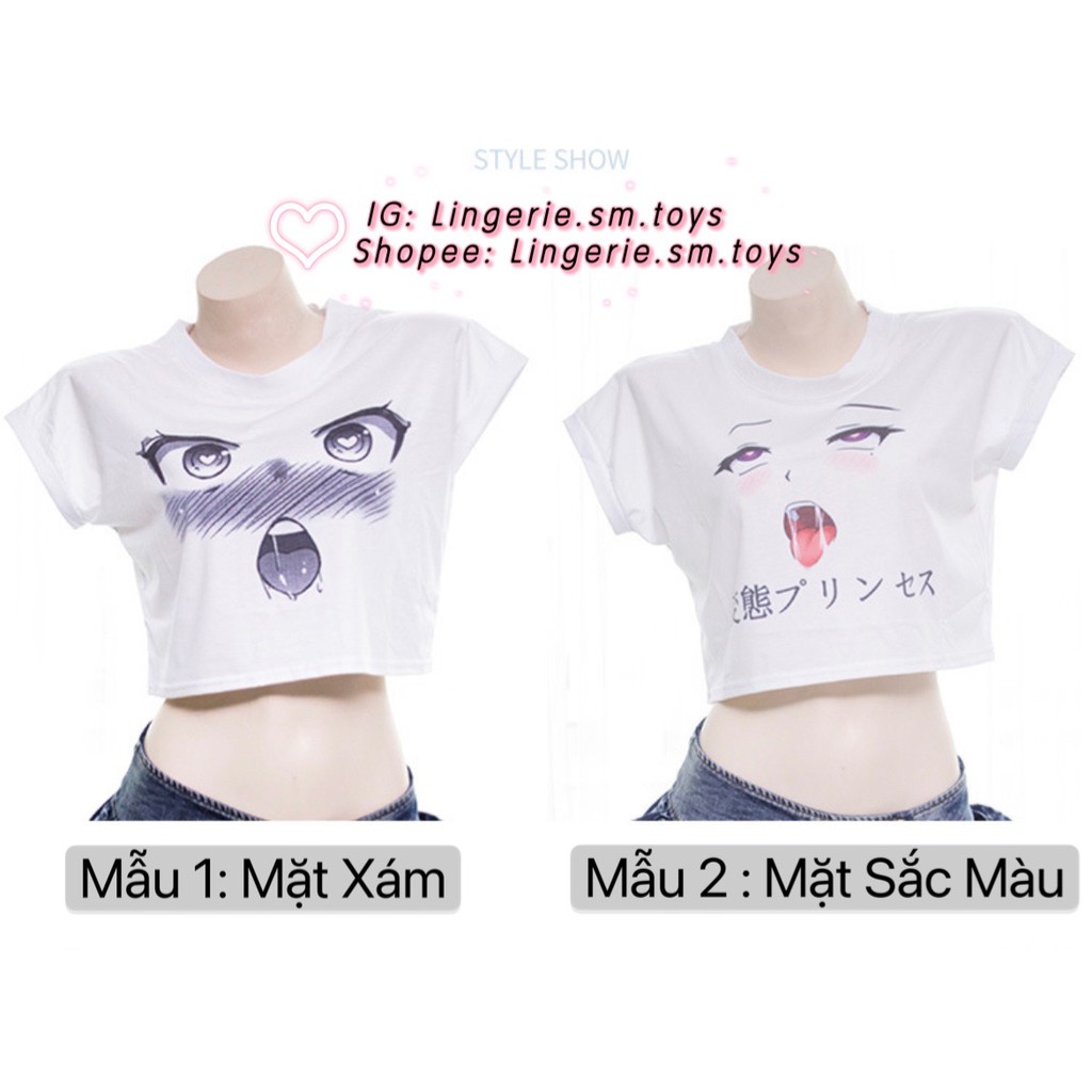 Croptop hoạt hình anime biểu cảm đặc sắc - ngộ nghĩnh sexy - Áo freesize dưới 60kg - tiktoker Lê Bống mặc