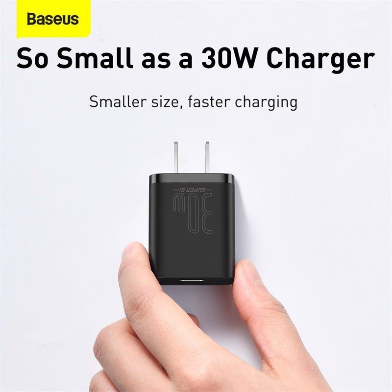 Củ sạc Baseus 30W, Củ sạc siêu nhanh USB C Baseus GaN3 30W cho iPhone 13 12 Pro Max QC 4.0 cho điện thoại Samsung Xiaomi