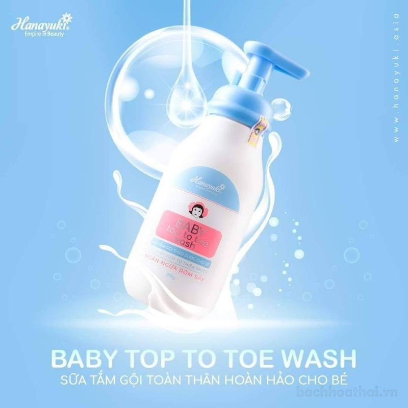 Chai 150g Sữa tắm gội cho bé Hanayuki Baby-top-to-toe-wash