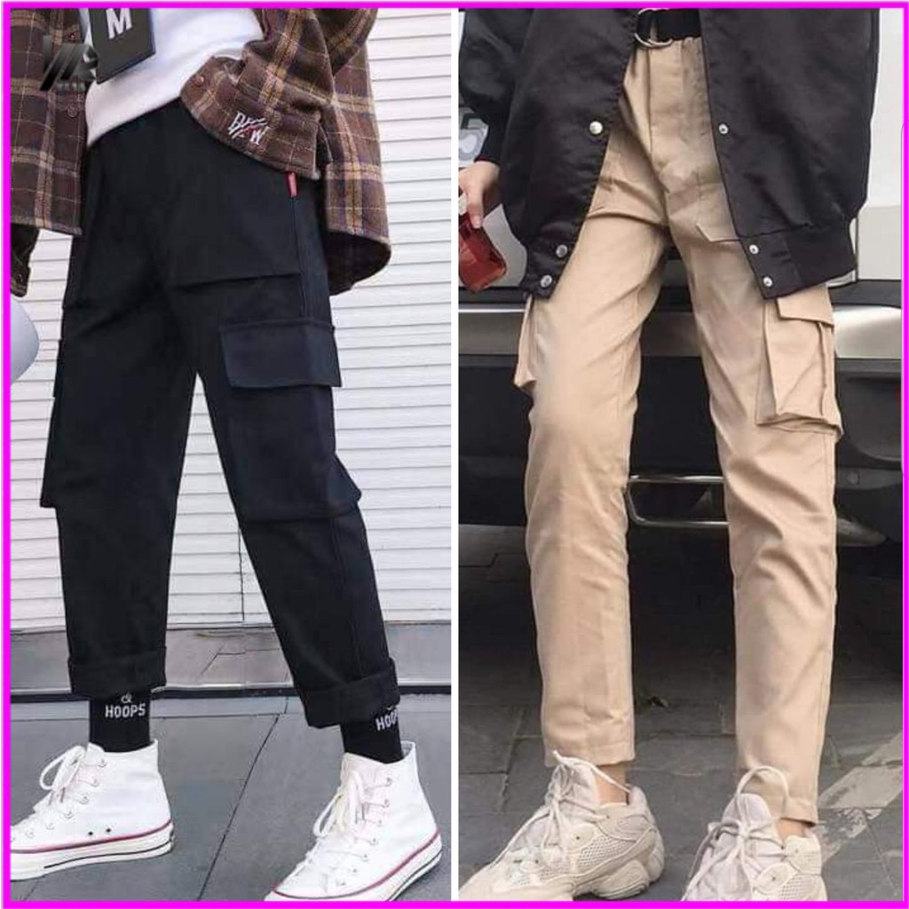 Quần Baggy Nam Nữ TÚI HỘP Kaki BOX PANTS Unisex - jogger nam nữ kaki thun co dãn đen và tan be Leevin Store Max Pjnk