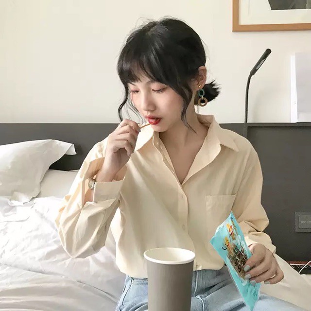 [ORDER] Áo sơ mi ulzzang vải thô đũi đủ màu có túi tay dài