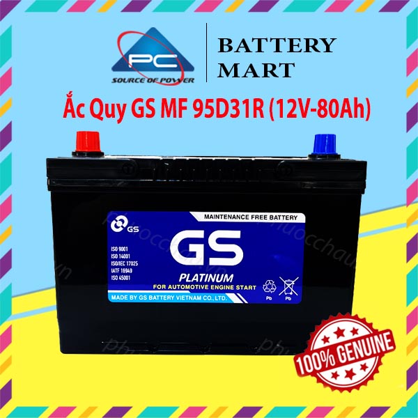 Bình Ắc Quy 12V-80Ah, Ắc Quy Ô Tô GS MF 95D31L/R
