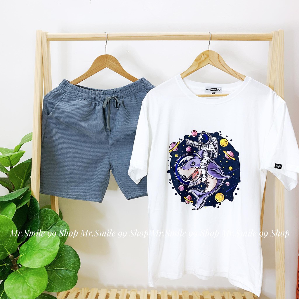 Áo Thun Tay Lỡ Form Rộng Phi Hành Gia Unisex Nam Nữ Mr Smile 99 SHOP