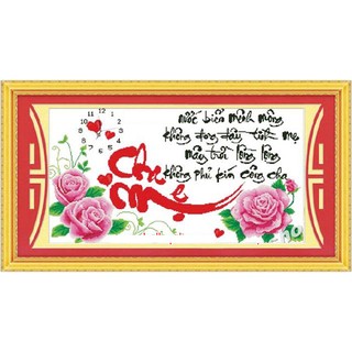 Tranh thêu đồng hồ cha mẹ 222749