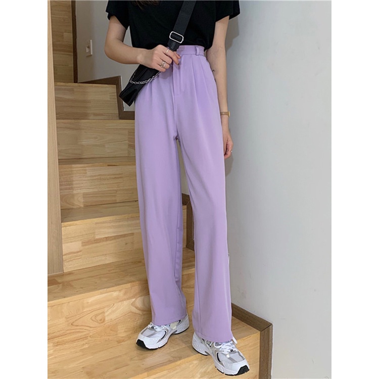 Quần dài ống rộng màu trơn thiết kế mới kiểu dáng đơn giản năng động thời trang