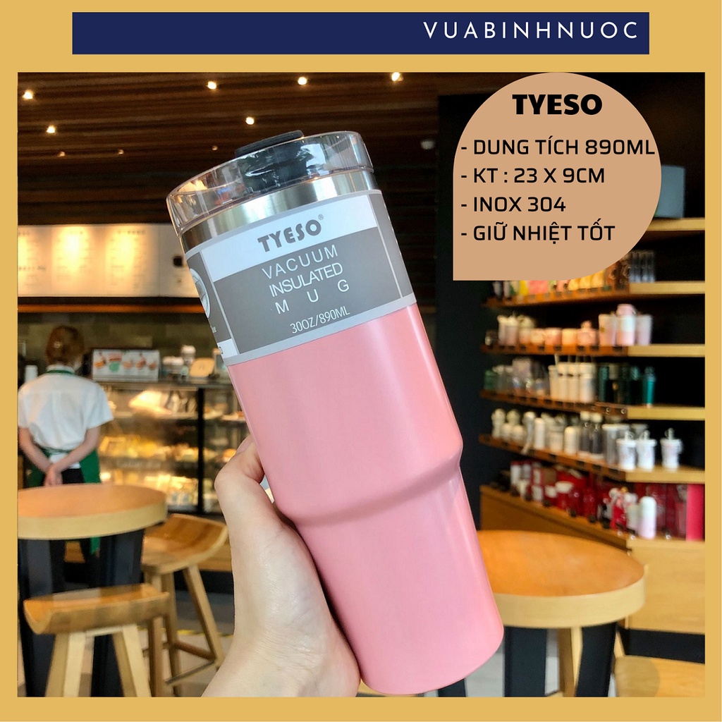 Bình Tyeso, Iced Americano các loại bình giữ nhiệt cao cấp, bình đi kèm ống hút  - vuabinhnuoc