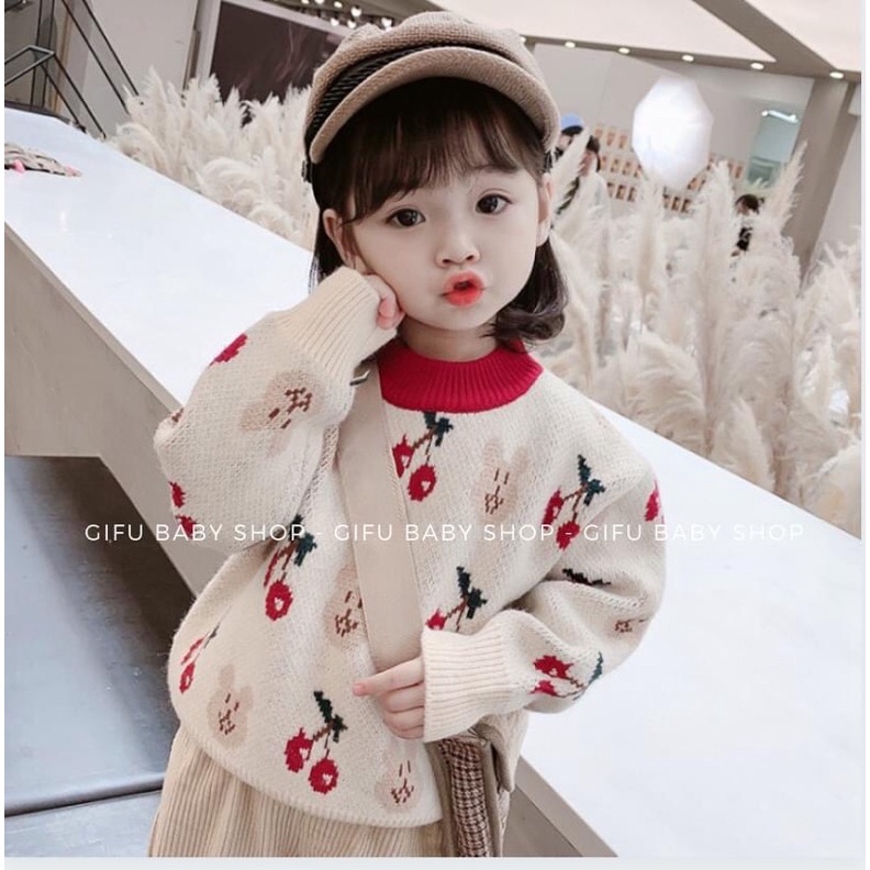 Áo len thỏ cho bé gái, áo len dày ấm vintage