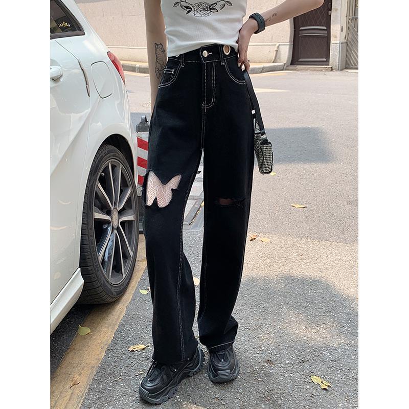 New design Korean style high-waisted wide-leg jeans for women 2021