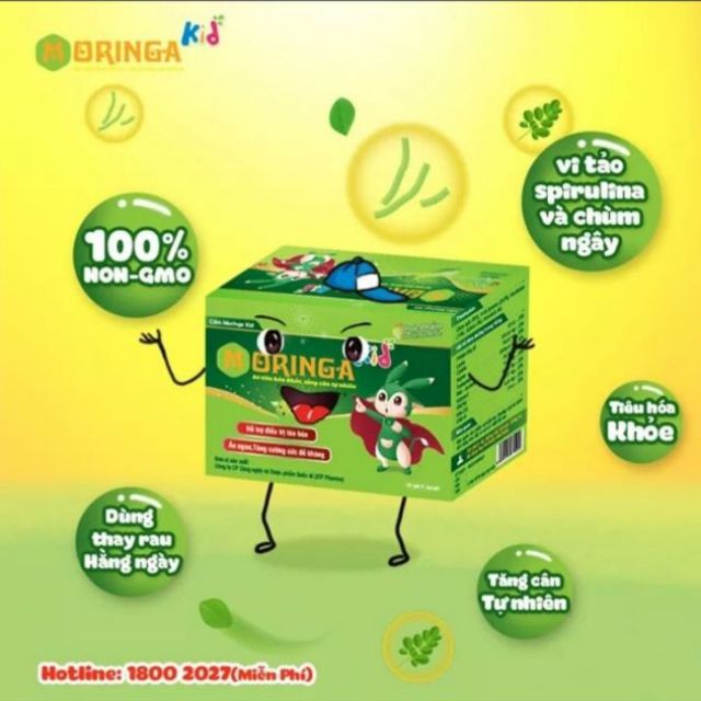 Cốm chùm ngây MORINGA Kid hết táo bón con ăn khỏe tăng cân tự nhiên.