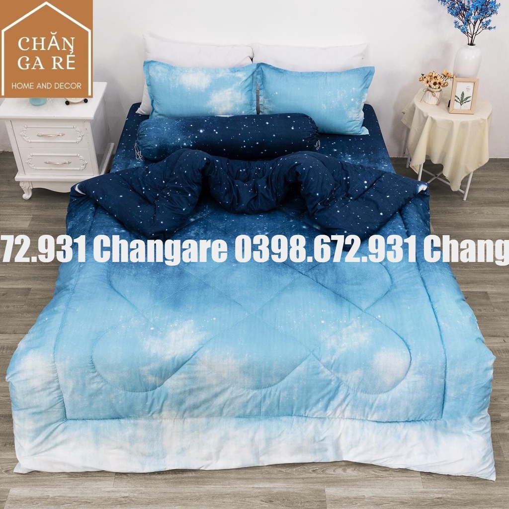 Bộ chăn ga gối cotton poly màn đêm siêu đẹp phong cách Hàn Quốc đủ kích thước m6 m8 2m2