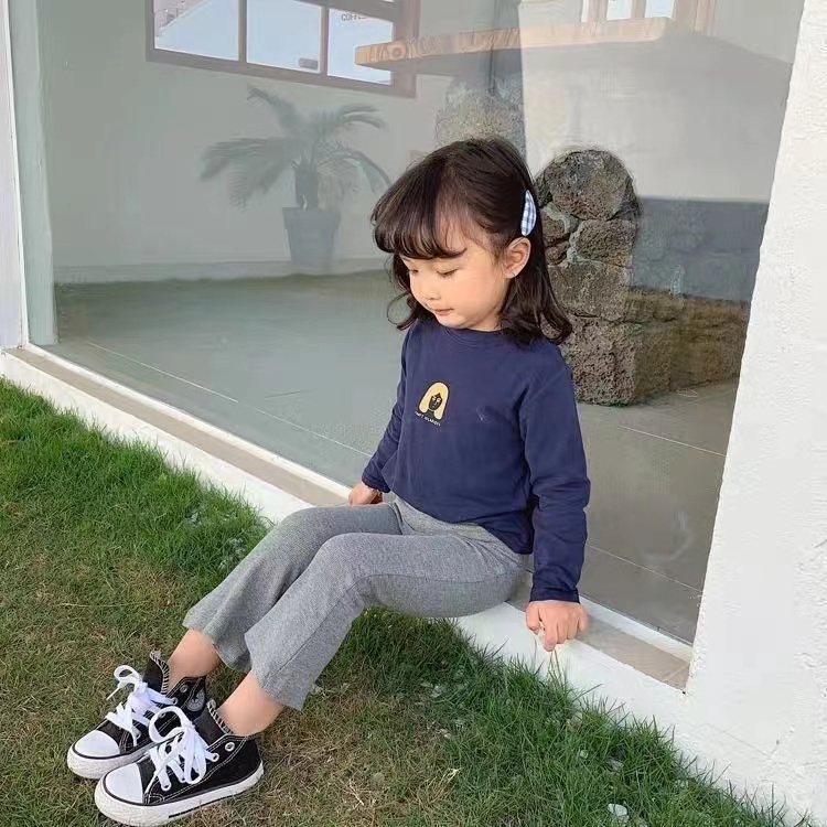 Quần Legging Bé Gái Quần Legging Ống Loe Màu Đen Co Giãn Cho Bé Gái Quần Áo Trẻ Em