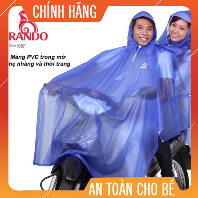 RANDO CHÍNH HÃNG, MUA 2 CÁI GIẢM 16K Áo Mưa Cánh Dơi 2 Đầu Nhựa Trong Màu, Dẻo Dai, Nam/Nữ (2 Nón Trong)