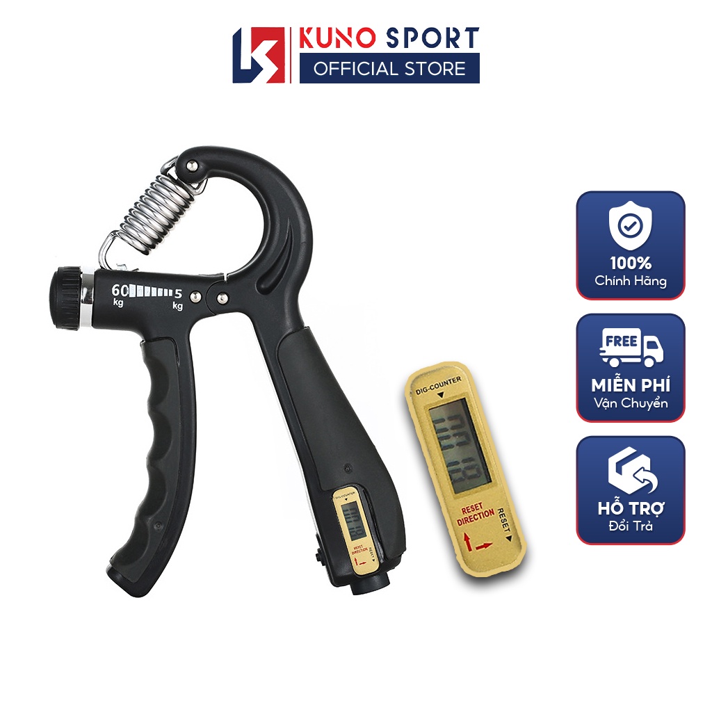 Kìm Bóp Tập Cơ Tay KUNO SPORT Bản Đếm Số Điện Tử Lực 5-60KG