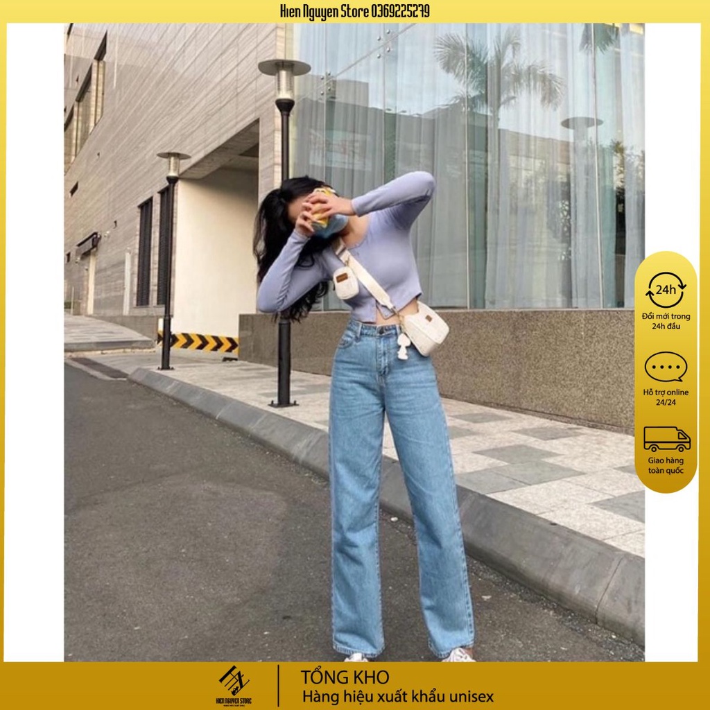 Quần jean nữ XUẤT XỊN Zara full tem mác Zara ống rộng lưng cao,dáng suông ( Ảnh Thật )