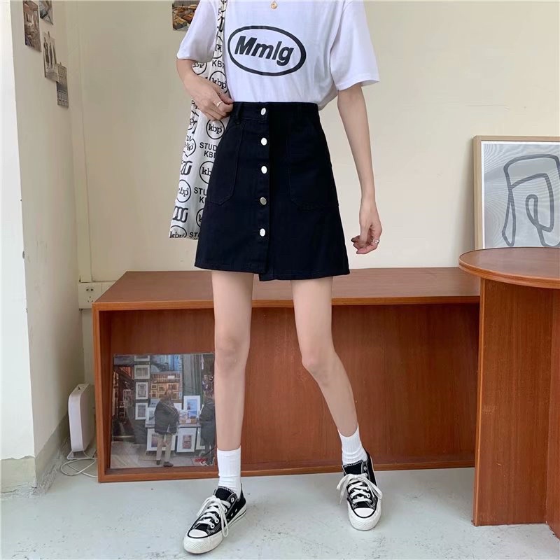 Chân váy chữ A bigsize Ansu cài nút có quần lót trong siêu xinh