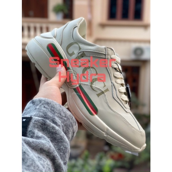 GIÀY THỂ THAO NAM NỮ gucci rython chữ ngang leather ( Hàng cao cấp )