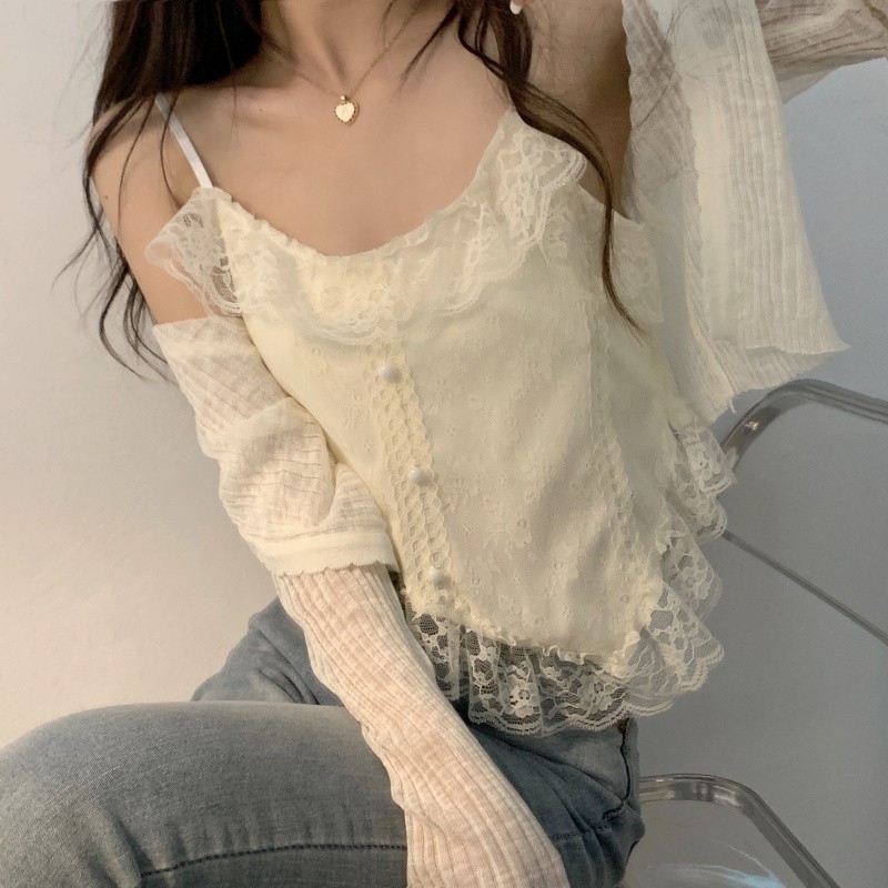 Áo hai dây Phối Ren Thiết Kế Độc Đáo Thời Trang