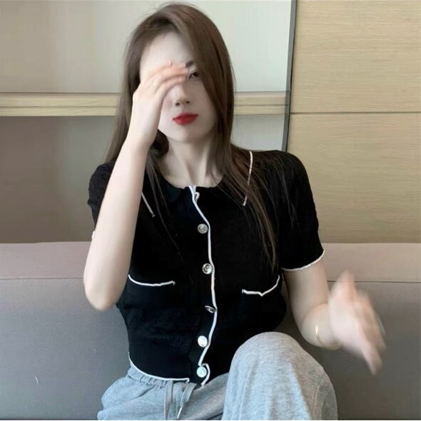 Áo cardigan len mỏng dệt kim kẻ viền phong cách Hàn Quốc  - AL290