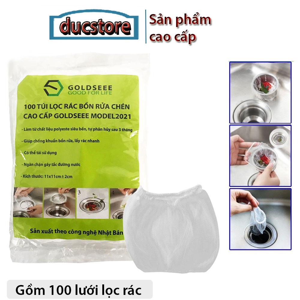 Túi lọc rác-bồn rửa chén Goldseee có chun co giãn đa chiều màng lưới nhỏ,mịn chất liệu Polyester (Gồm 100 chiếc)