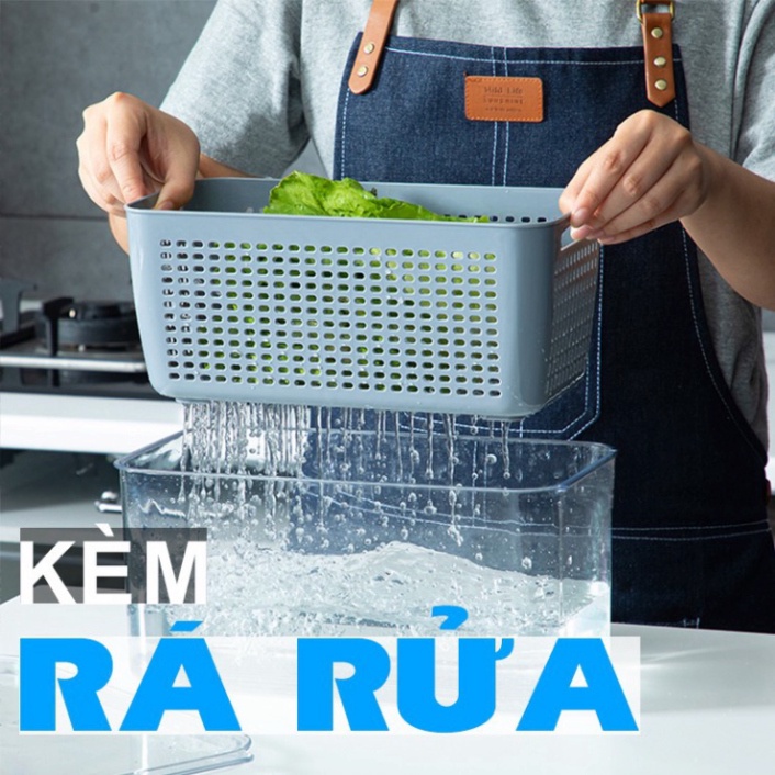 COMBO 2 Hộp Đựng Thực Phẩm Tủ Lạnh 2 Lớp Có Lỗ Thoát Nước, Có Khóa Thoát Khí, Dễ Dàng Bảo Quản Rau Củ [FREESHIP]