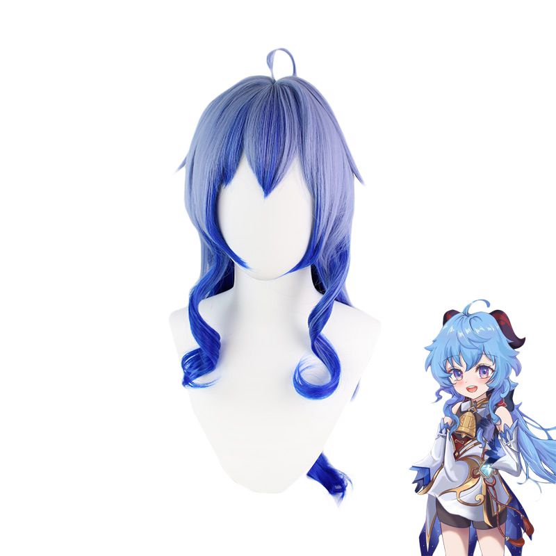 Genshin Impact Ganyu Gradient Blue Long Wig Cosplay Coser Synthetic Halloween