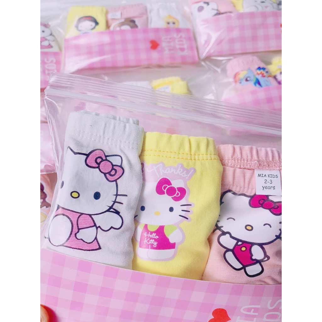 QUẦN LÓT ĐÙI BÉ GÁI CAYABE SET 3 CÁI HÌNH MÈO HELLO KITTY