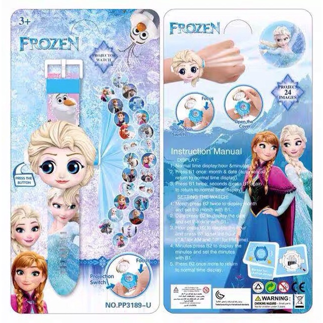 Đồng Hồ Chiếu Hình Avengers Đội Trưởng Mỹ Người Nhện Thor Batman Ironman Công Chúa Elsa Chó Cứu Hộ Chiếu 20-24 hình