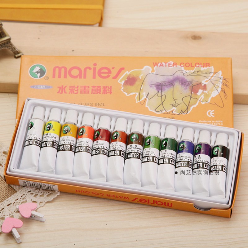 Combo 10 sáp dầu pentel 25 màu + 5 màu nước marie hộp vàng