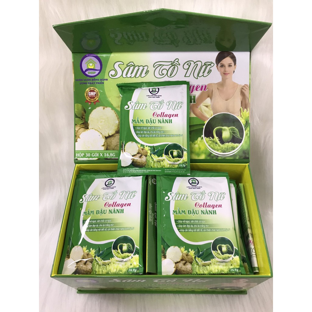 Sâm Tố Nữ Collagen Mầm Đậu Nành-  Giúp Bổ Sung Estrogen, Giúp Nở Ngực, Cân Bằng Nội Tiết Tố, Giảm Thâm, Mờ Nám,