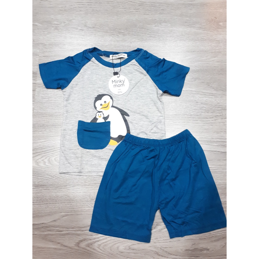 Bộ Cộc Tay Thun Lạnh Minky Mom Bé Trai, Bé Gái Size 8-18kg 💖 Bộ Ngắn Tay Chim Cánh Cụt Bé Trai Bé Gái Thun Lạnh Mềm Mát