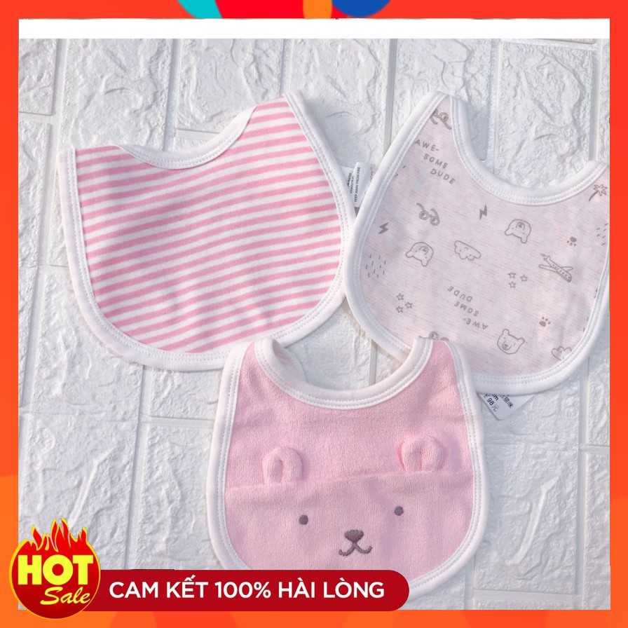 Yếm Tròn Momcare Set 3 Yếm Họa Tiết Gấu Cao Cấp Cho Bé - Vivi Kids Store