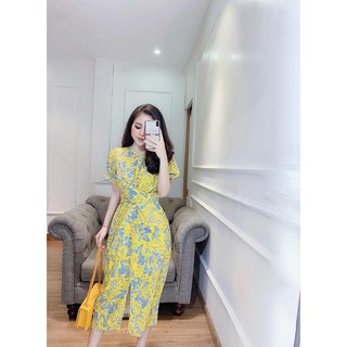 Đầm hoa dáng suông buộc eo M54 (Hàng VN XNK, Bao chất)