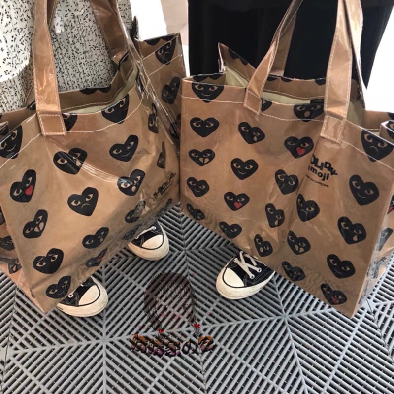 Túi xách du lịch size lớn CDG Túi Mua Sắm PVC Chữ Comme Des Garcons