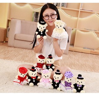 Gấu bông cặp Cô dâu - Chú rể 16 -18 cm trang trí tiệc cưới