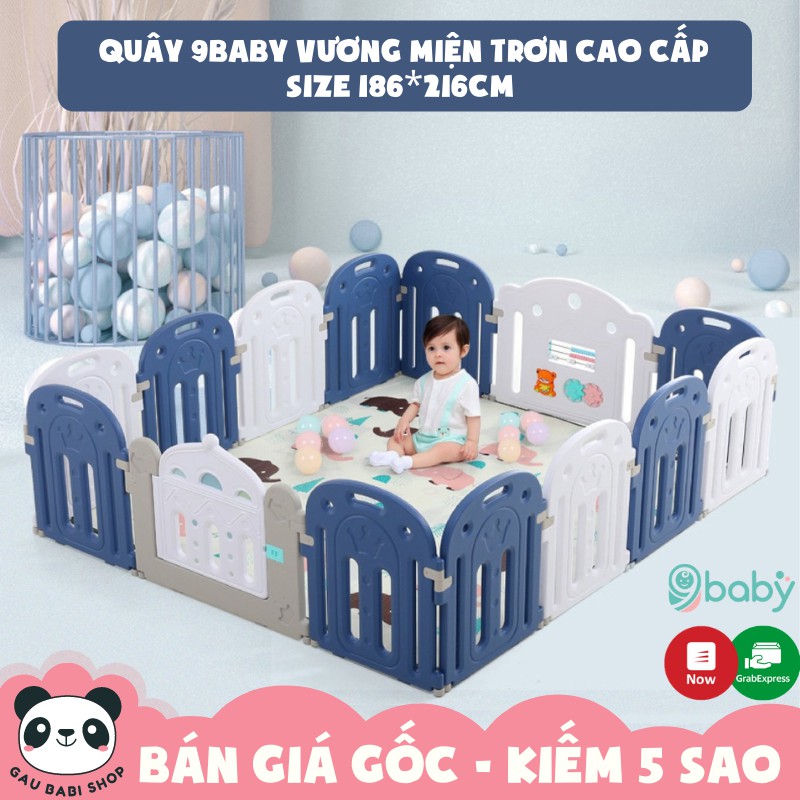 Quây cũi nhựa, quây cũi cho bé 9BABY vương miện màu xanh size lớn