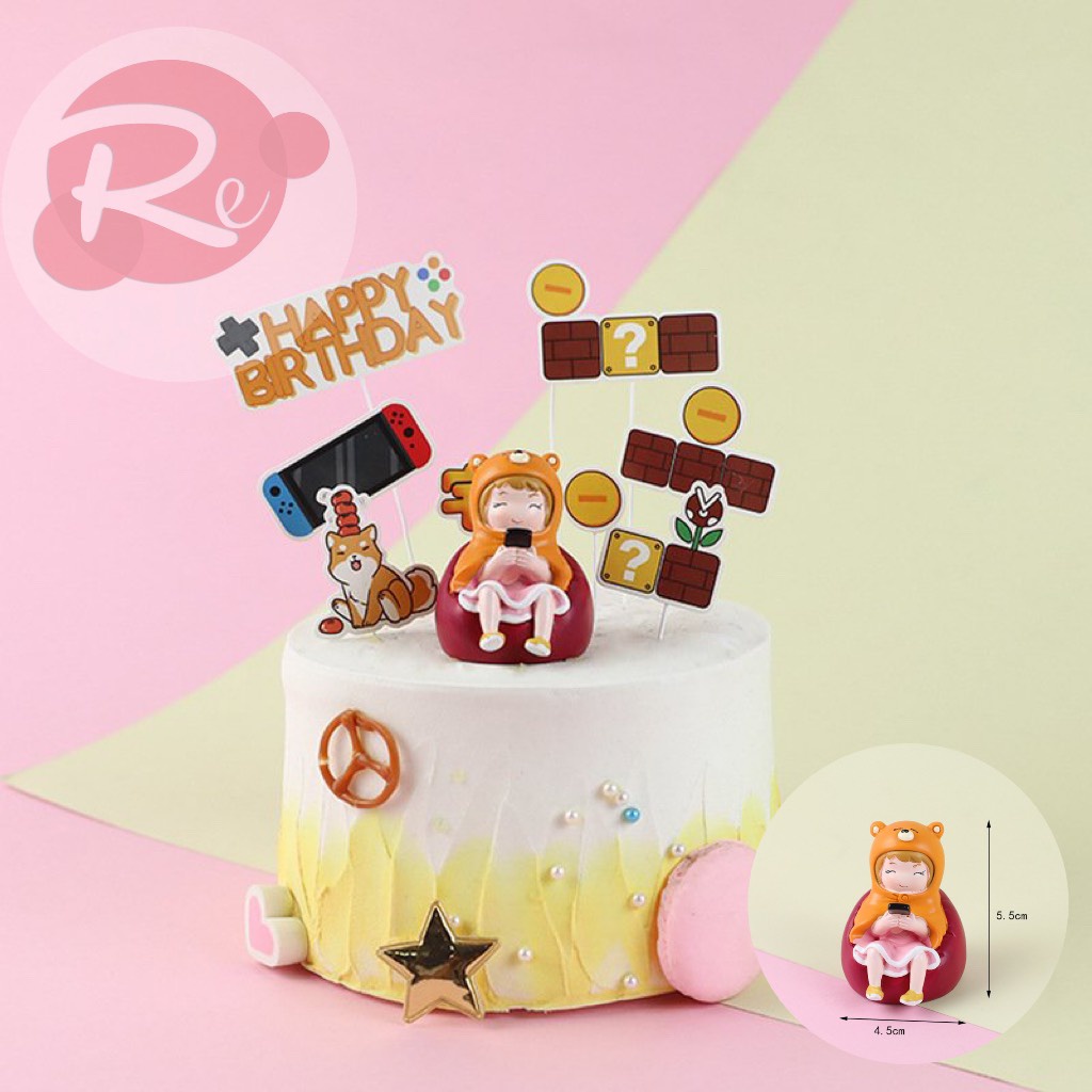 [SIÊU RẺ❤️] – Em bé Chơi game - Trang trí bánh sinh nhật bánh kem