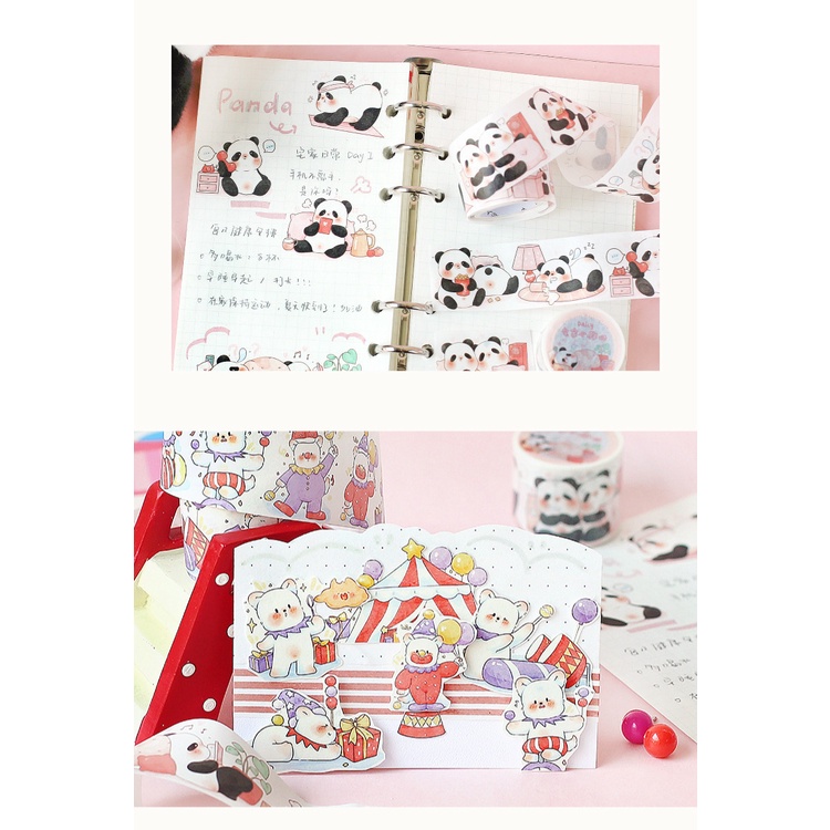Washi Tape Cute Hoạ Tiết Hình Thú Gấu Thỏ Dễ Thương Dán Sổ Tay Decor Trang Trí Bullet Journal WS21