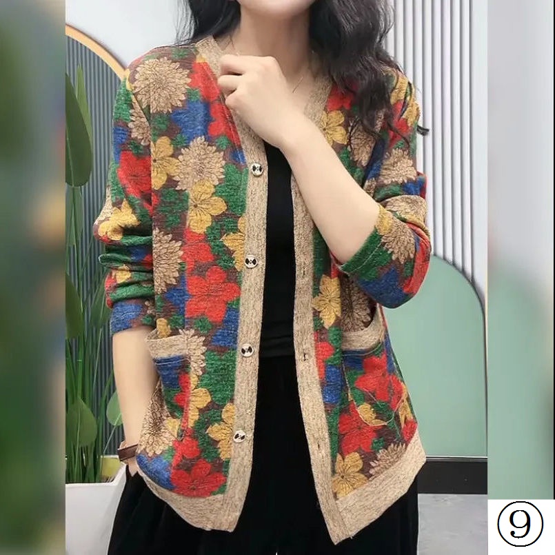 Áo Cardigan Dệt Kim Tay Dài Phong Cách Thời Trang Xuân Thu Mới Dành Cho Nữ Độ Tuổi Trung Niên 40-55
