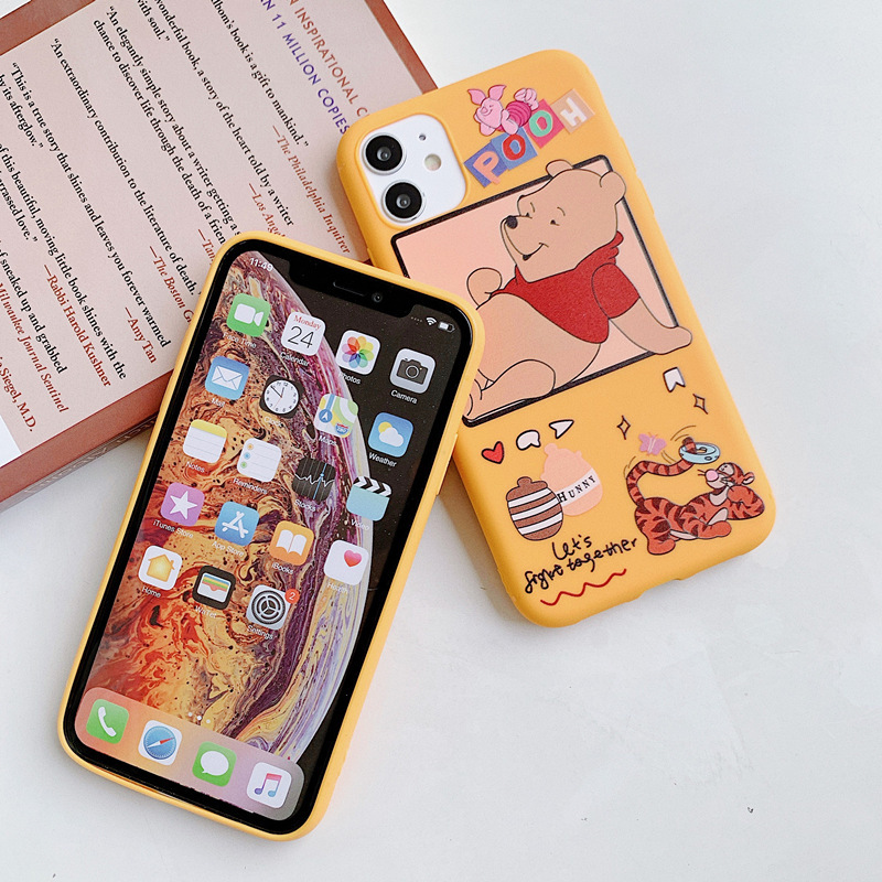 Ốp điện thoại silicon mềm họa tiết hoạt hình Pooh Piglet hồng cho iPhone 11 12 mini Pro Max 6 6s 7 8 Plus X XR XS Max