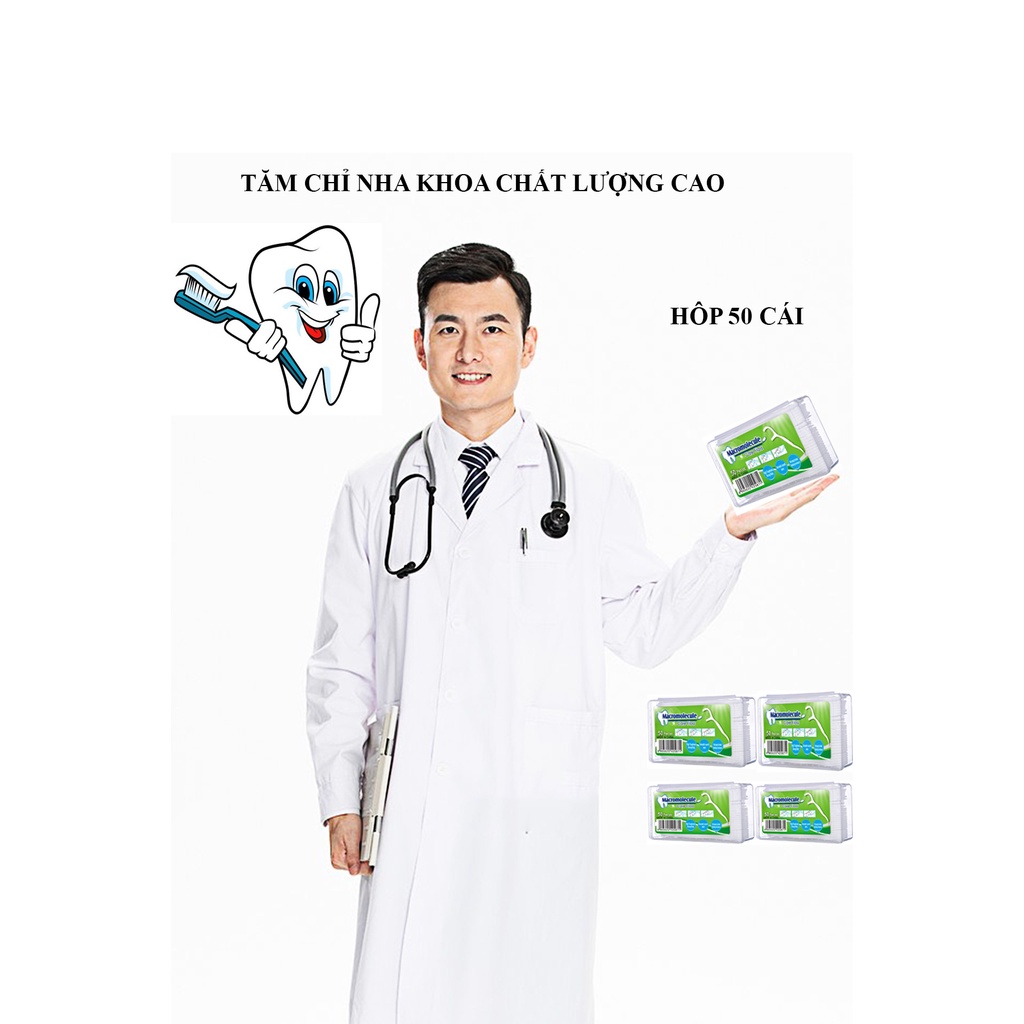 COMBO 3 HỘP Tăm Chỉ Nha Khoa Tiệt Trùng Tiện Lợi Hộp 50 Cây - Tăm Nha Khoa Vệ Sinh Kẽ Răng Dễ Sử Dụng