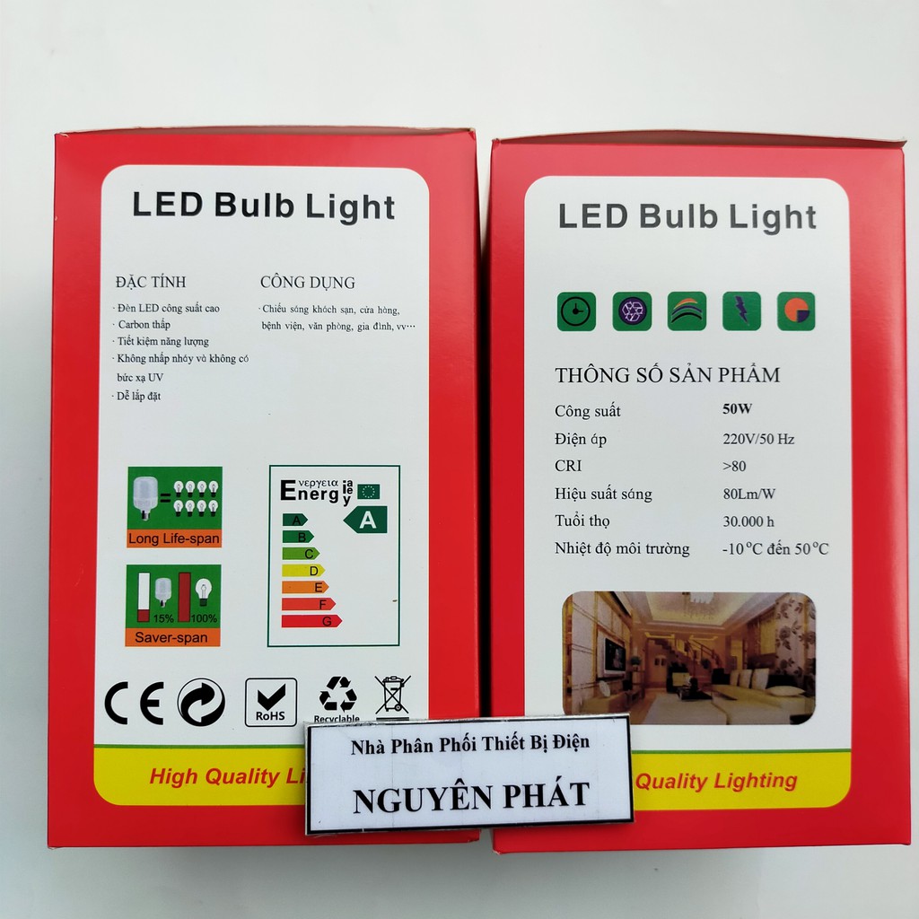 3 Bóng Đèn Led Trụ 50w E27 Ánh Sáng Trắng - Tiết Kiệm Năng Lượng