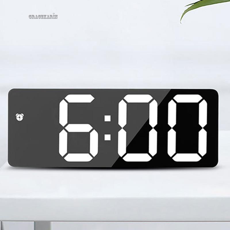 Alarm Clock LED Mirror Decor Lamp Display USB Charging Plastic Digital