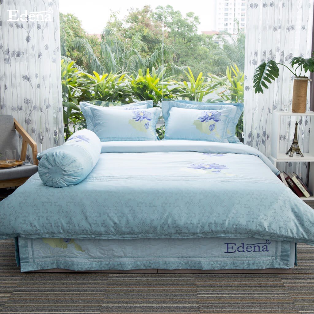 Bộ ga  Cotton Đặc Biệt Edena mẫu 524 - Chính Hãng , Cao Cấp Maybeding