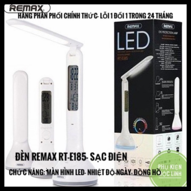 ĐÈN LED CHỐNG CẬN REMAX RT- E 185 2W CHÍNH HÃNG KIÊM CHUÔNG BÁO THỨC, NHIỆT ĐỘ NGÀY GIỜ HIỂN THỊ ĐÈN LED - BH 1 NĂM