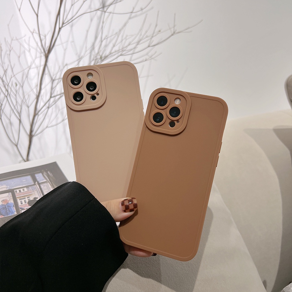 Ốp điện thoại silicon màu trà sữa socola thích hợp cho Iphone 7 8+ X XR XS 11 12 13 MINI PRO MAX SE 2020